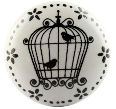 Birds In Cage Cearmic Flat Knobs